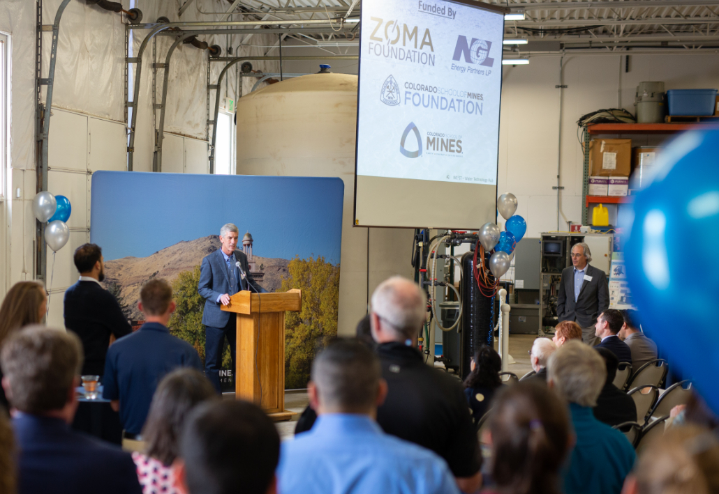 President Paul C. Johnson speaks at the WEST Water Hub grand opening